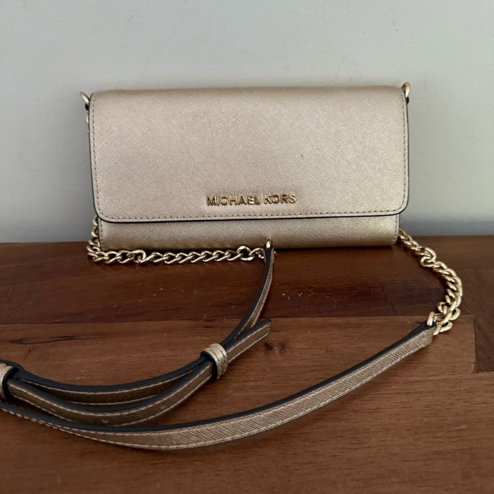 Michael Kors Metallic Gold Clutch Crossbody